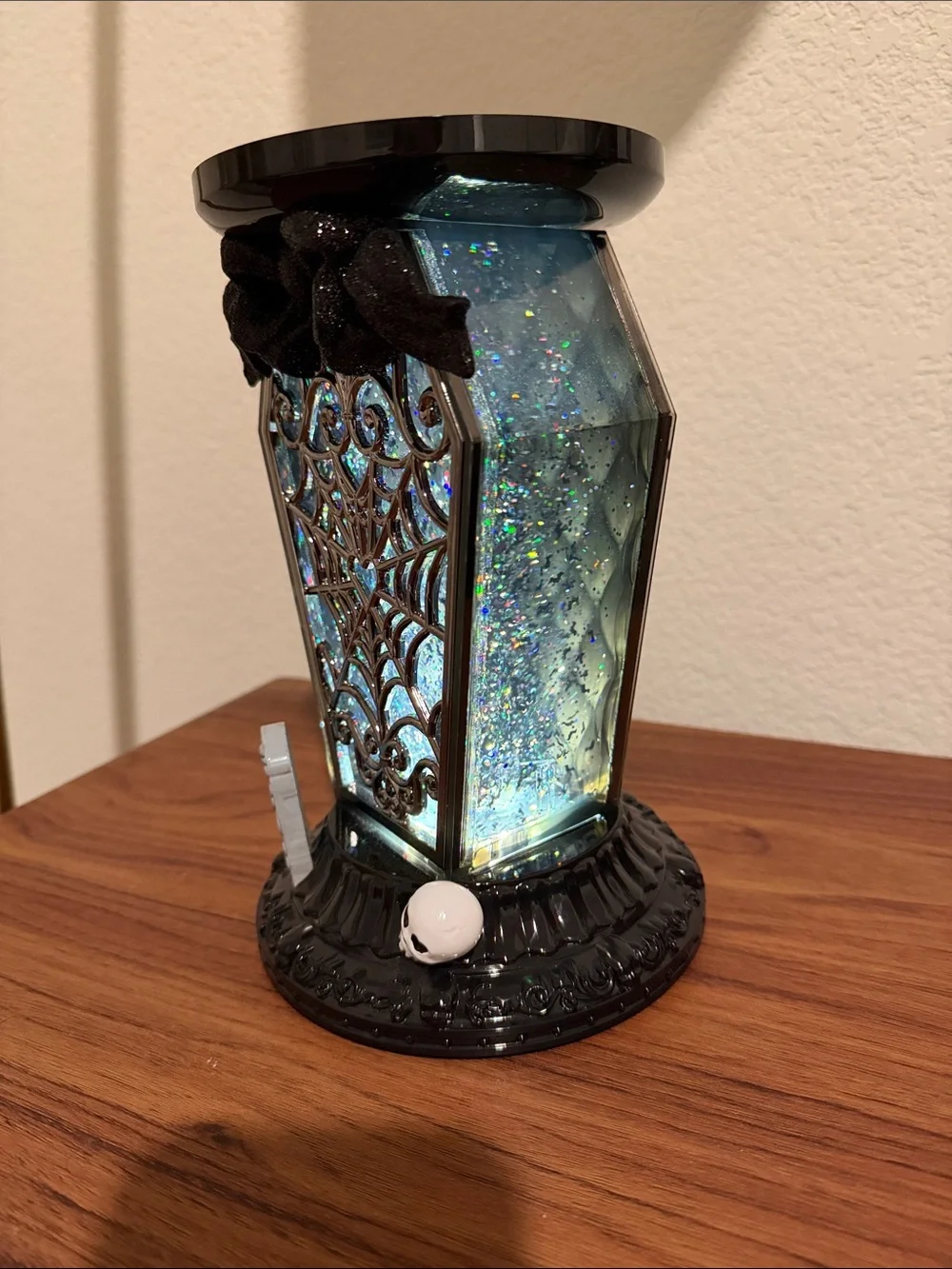 Bath & Body Works Black Glitter Spiderweb Halloween Lantern Globe